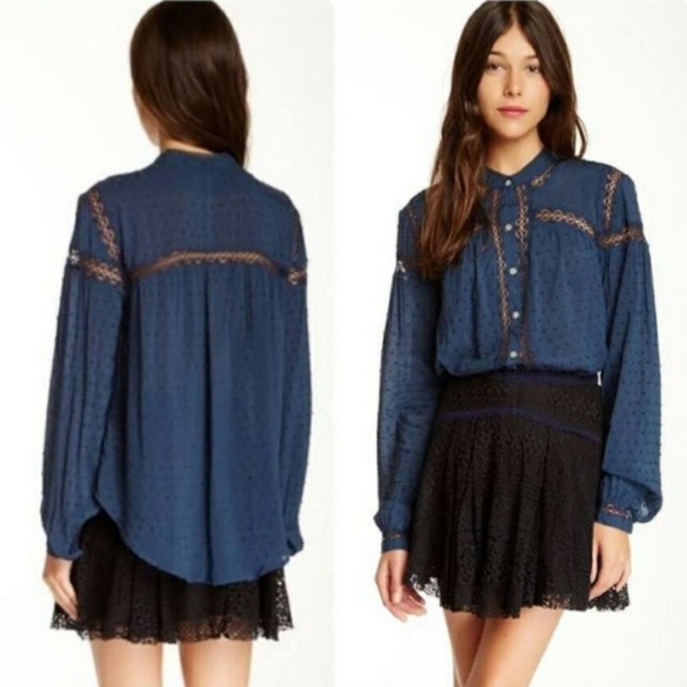 Small Free People Everyday Girl Swiss Dot Blouse